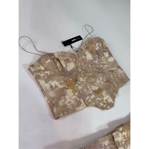 Fashion Nova Mini Skirt Set XL On the Look Out Taupe y2k Camo New Strappy - Picture 3 of 16